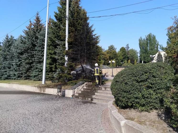 В центре Харькова подожгли голубые ели,…