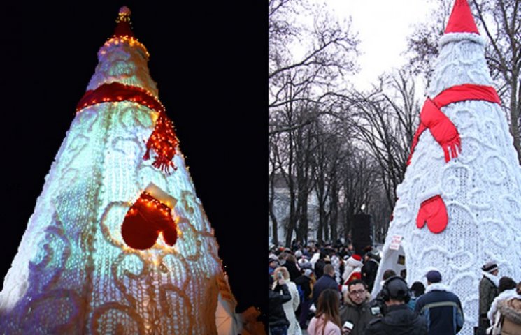 В Одессе открыли вязаную елку…