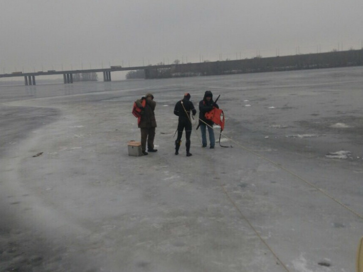 В Днипре спасатели снимали со льдины рыб…