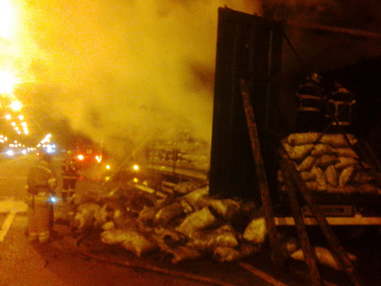 На Полтавщині загорілась вантажівка, пов…