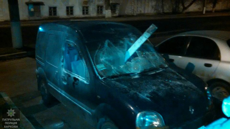 В Харькове двое парней разбили и подожгл…