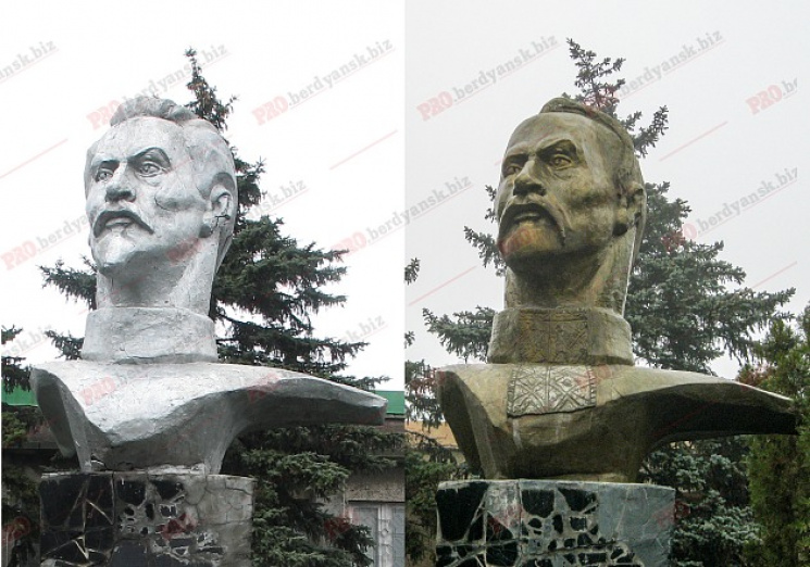 В Бердянске бюст Дзержинского переделали в монумент казацкому гетману