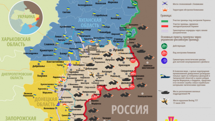 Карта АТО: Горячее всего было на Донецко…
